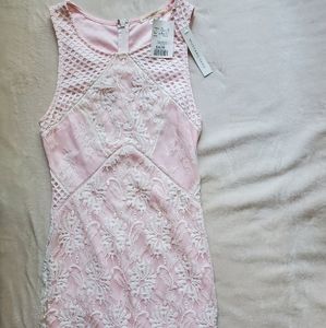 Lace pink mini dress